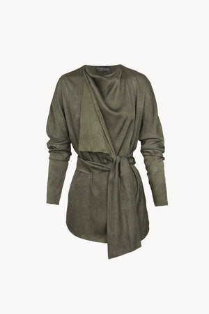 Odisea, green maltinto asymmetric jacket
