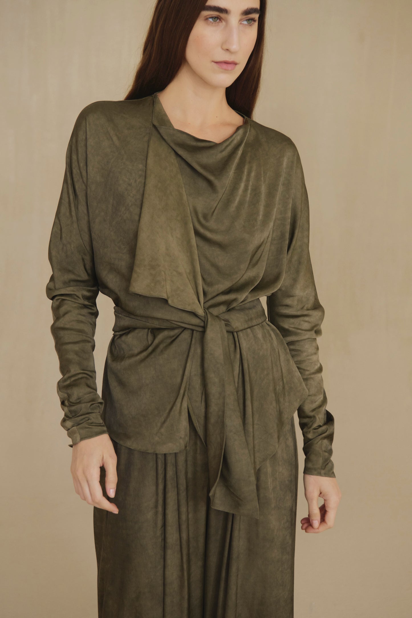 Odisea, green maltinto asymmetric jacket