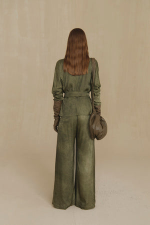Odisea, pantalon ancho verde maltinto