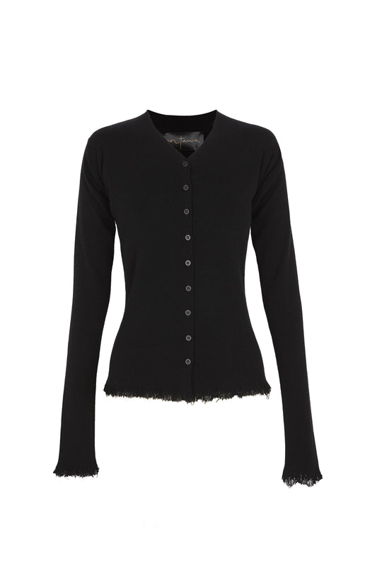 Ojala, black wool and cashmere cardigan