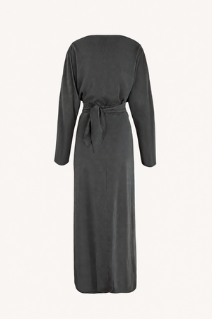 Olvido, night green stretch silk dress