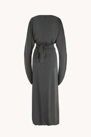 Olvido, vestido de seda stretch verde noche