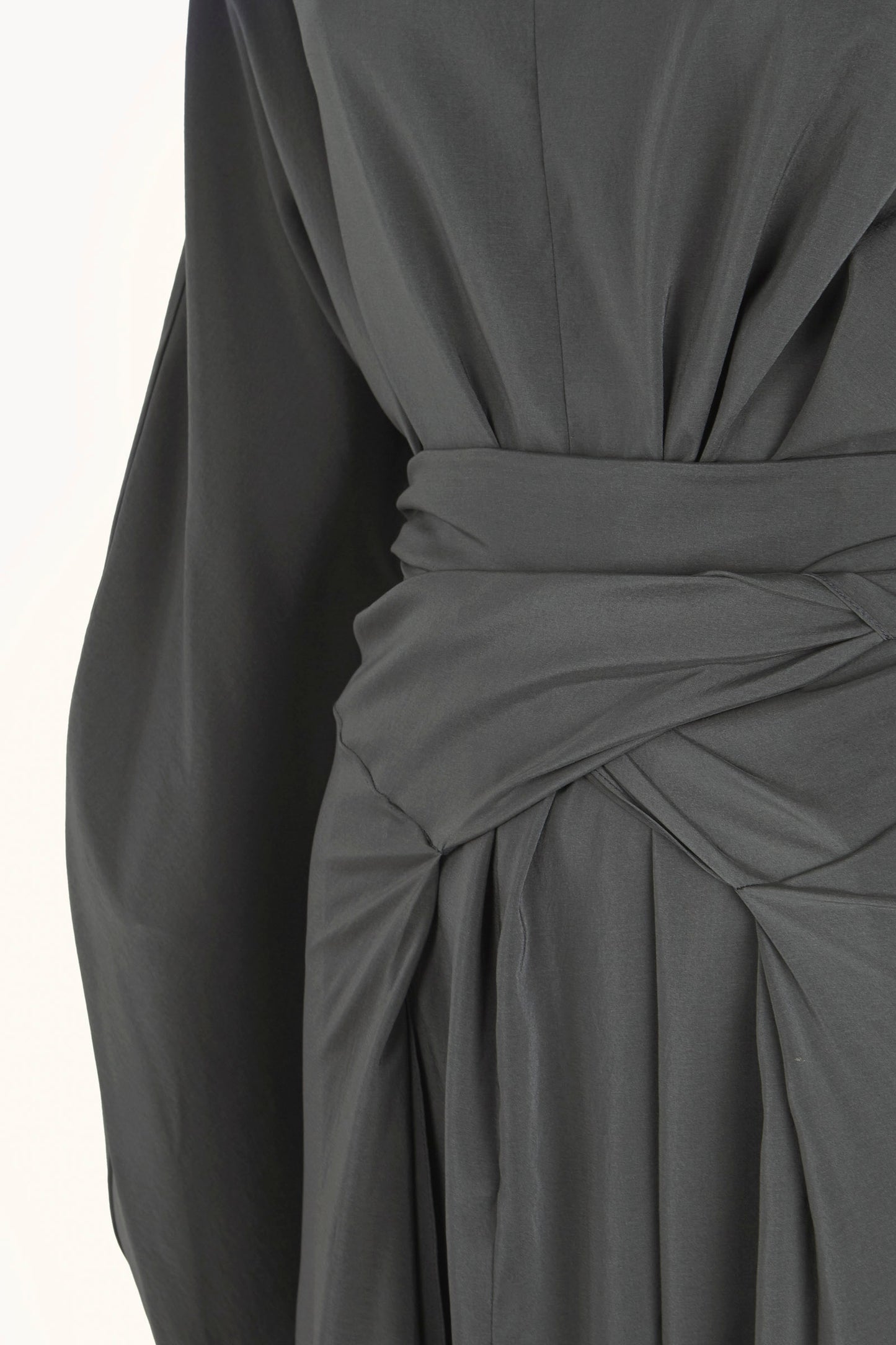 Olvido, vestido de seda stretch verde noche