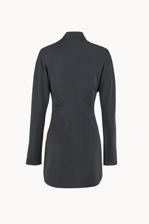 Olvido, night green stretch silk shirt