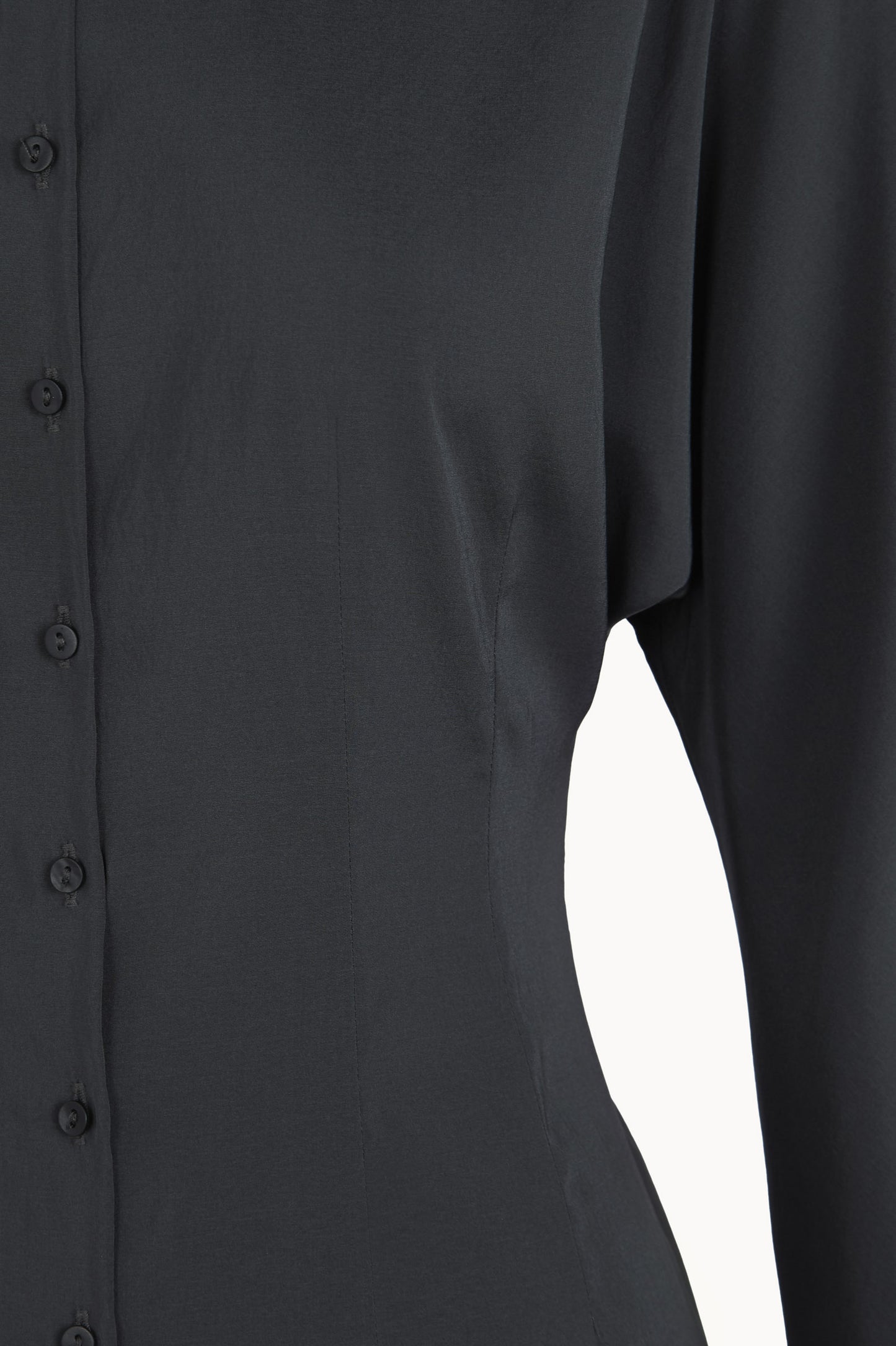 Olvido, night green stretch silk shirt