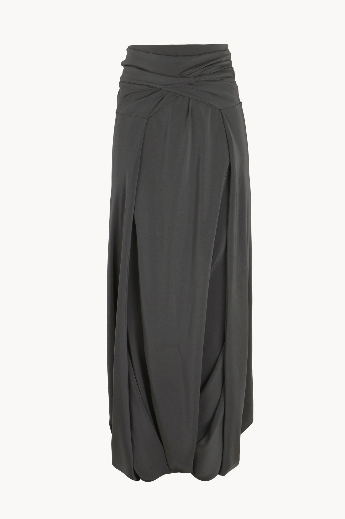 Olvido, night green stretch silk skirt