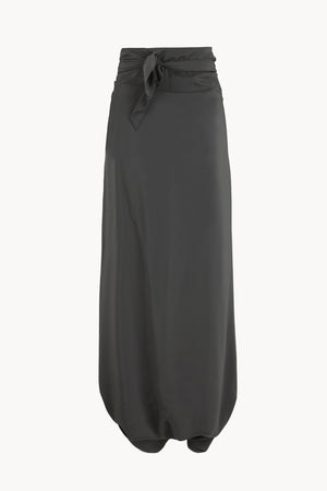 Olvido, night green stretch silk skirt