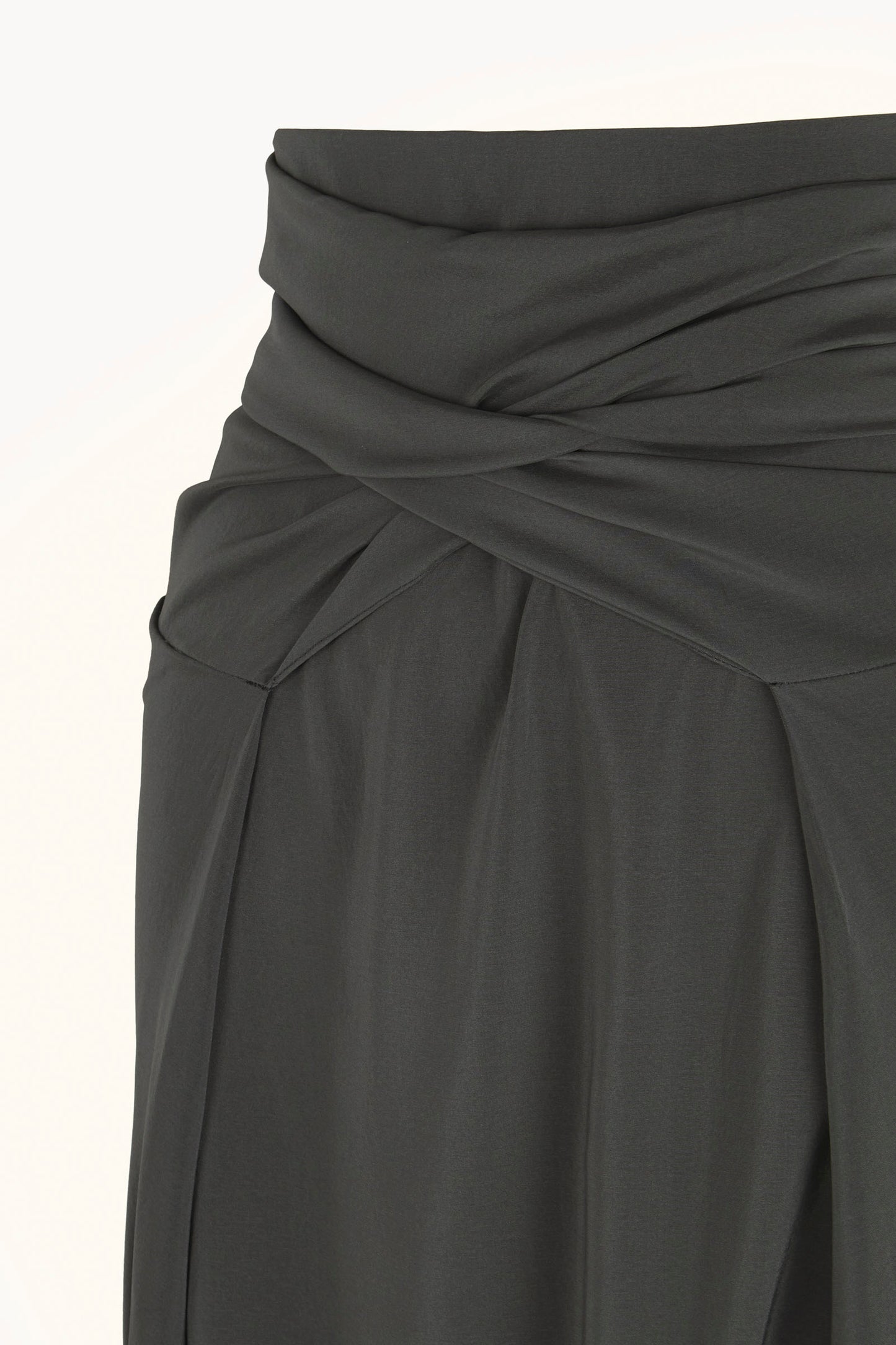 Olvido, night green stretch silk skirt