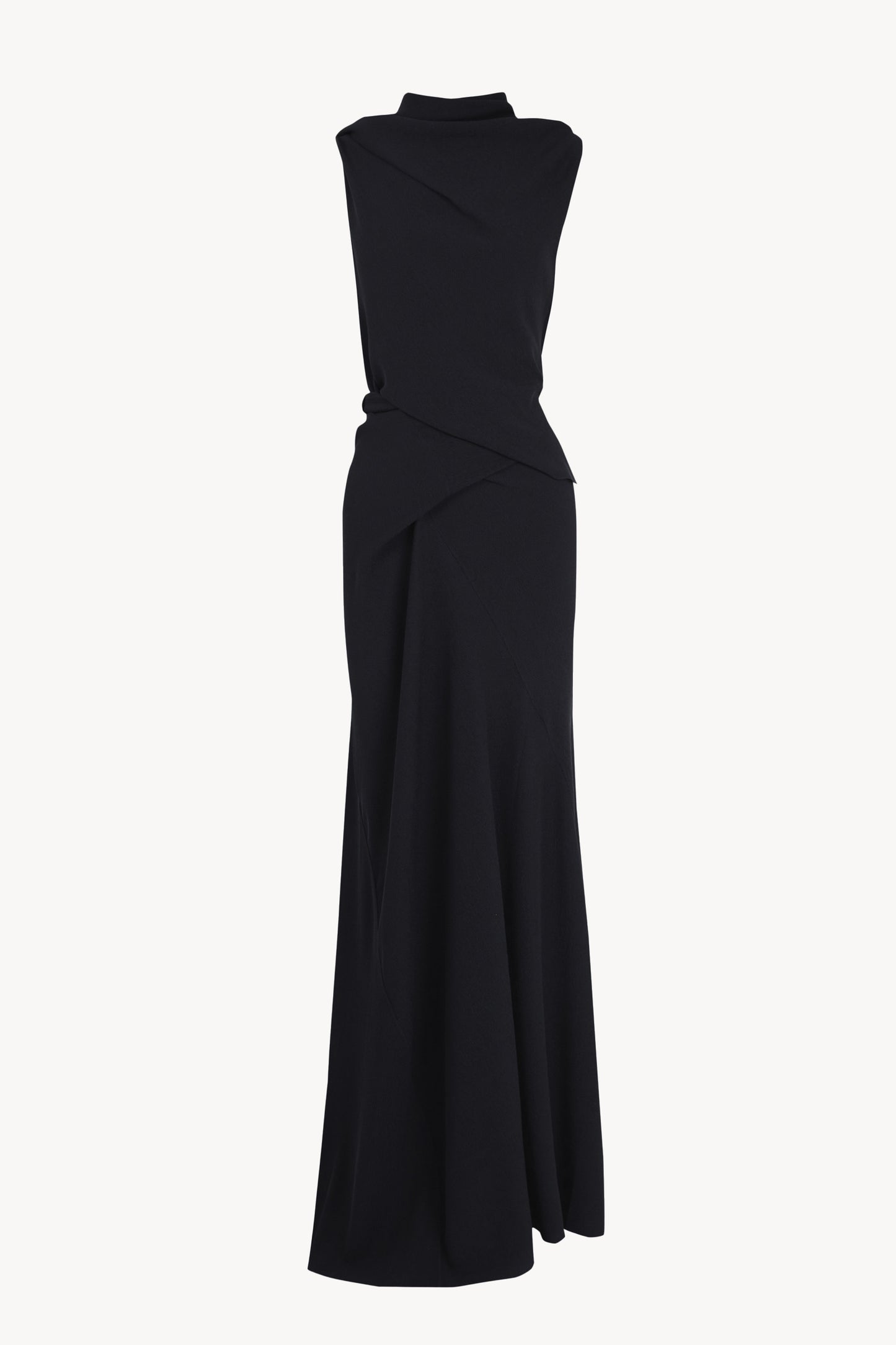 Onara, vestido largo de seda stretch azul marino