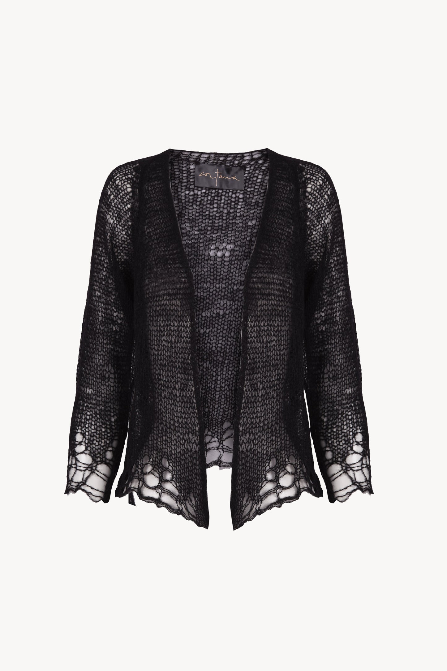 Onye, black open knit cropped jacket