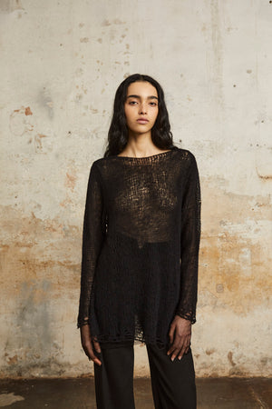 Onye, black alpaca, silk and cashmere sweater