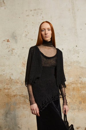 Onye, black alpaca, silk and cashmere top 