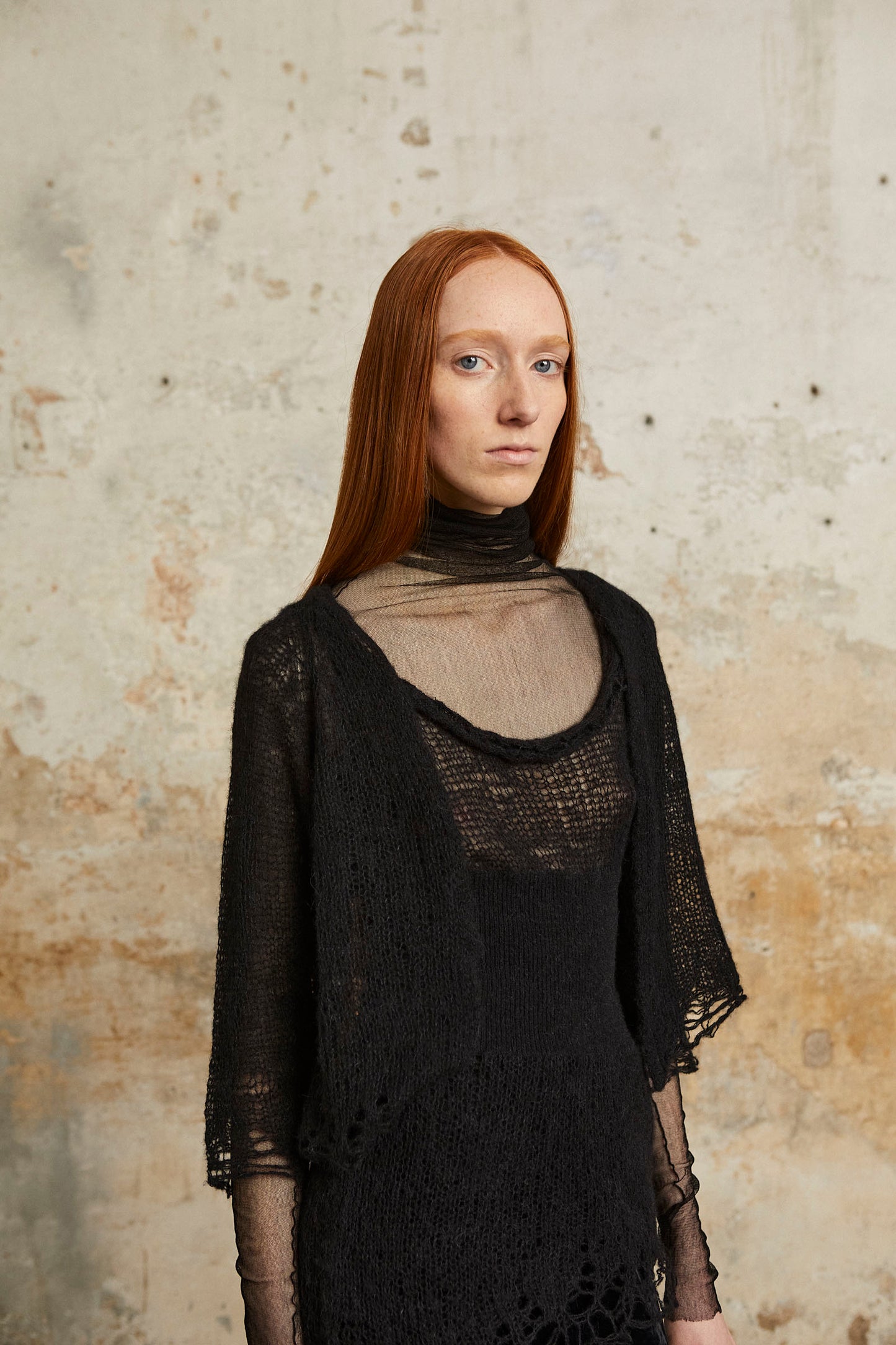 Onye, black alpaca, silk and cashmere top 