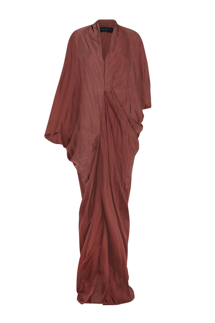 Oona, long dress in red cupro