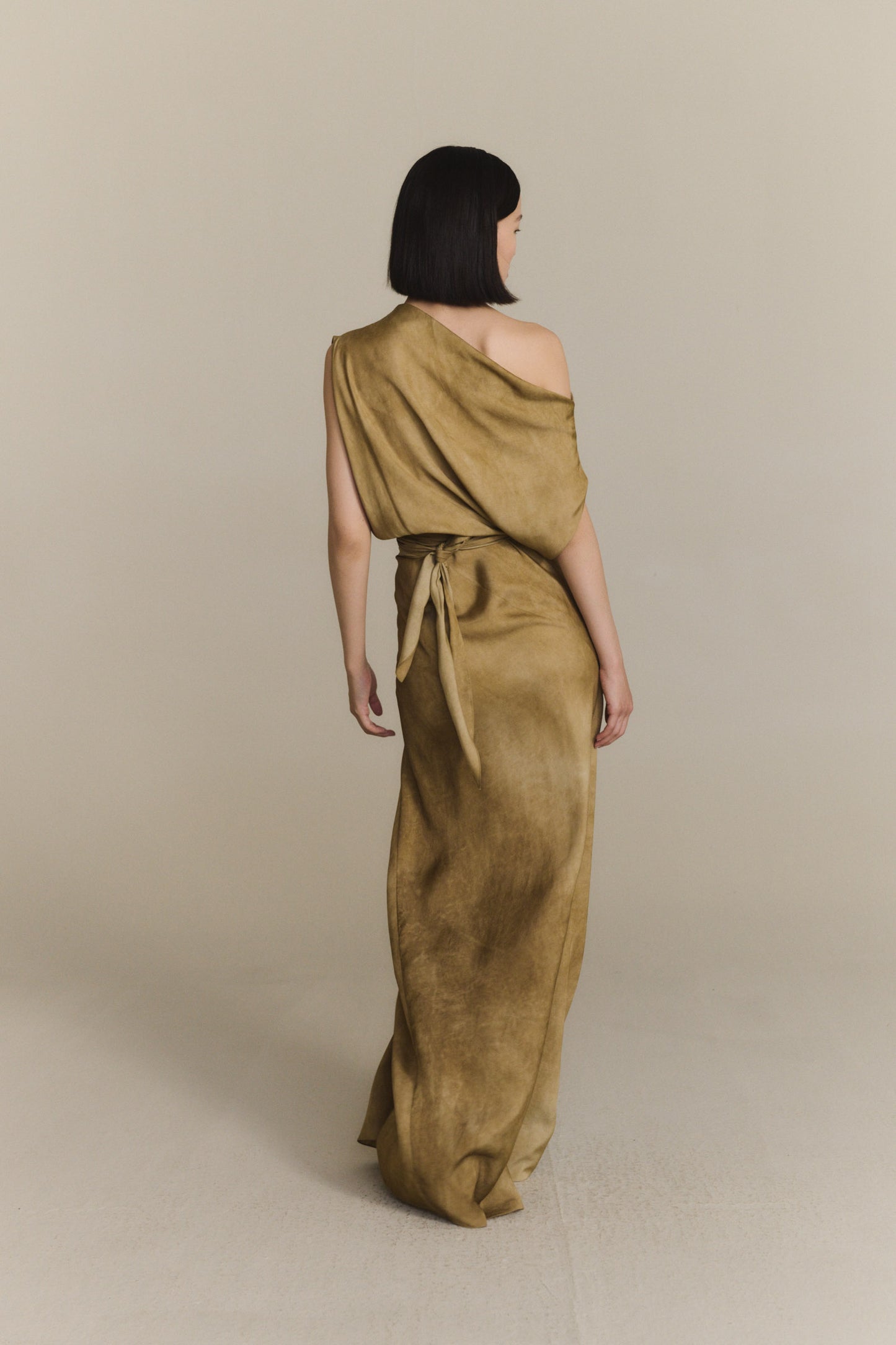 Opale, long bronze maltinto dress