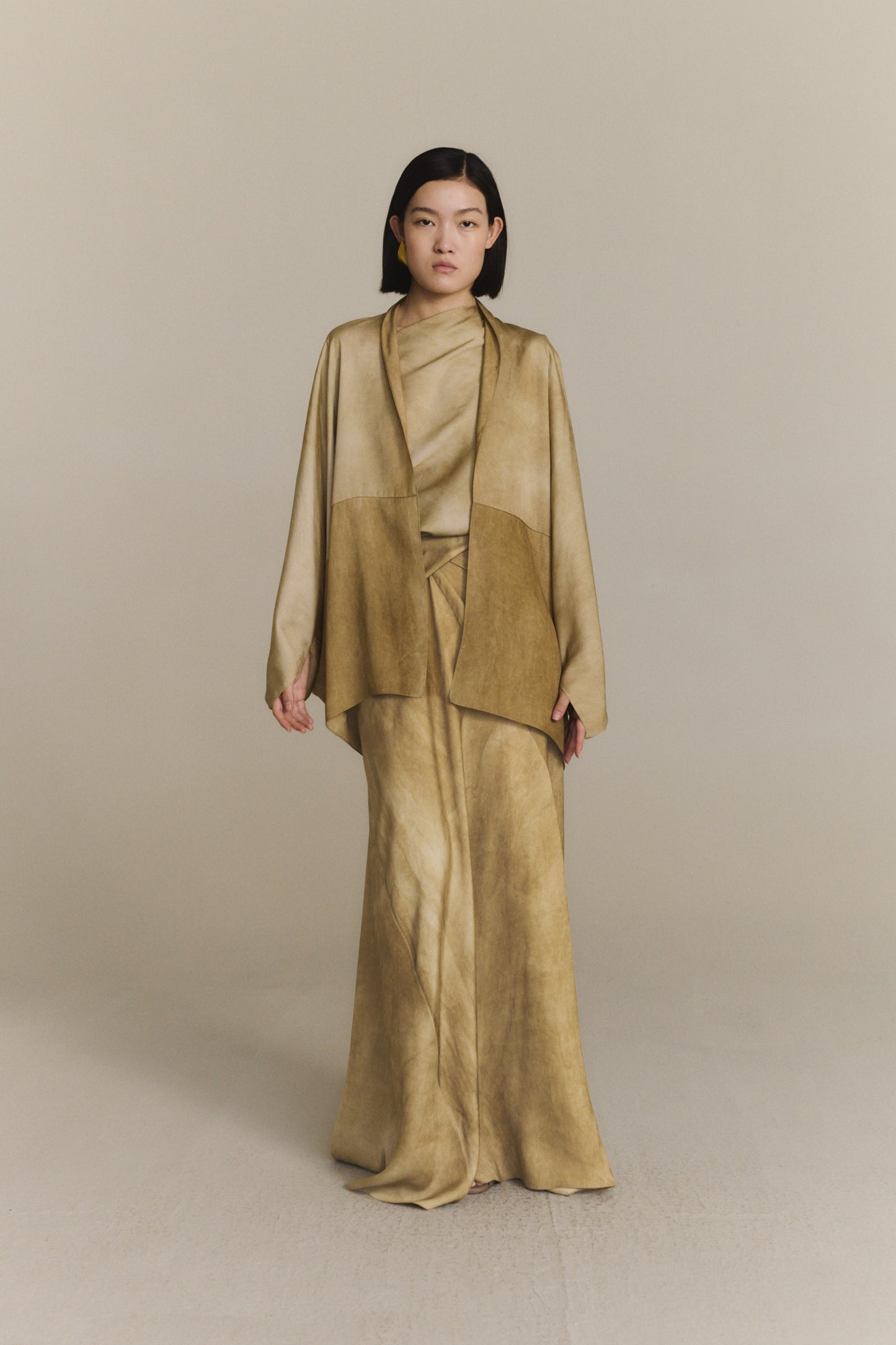 Opale, long bronze maltinto dress