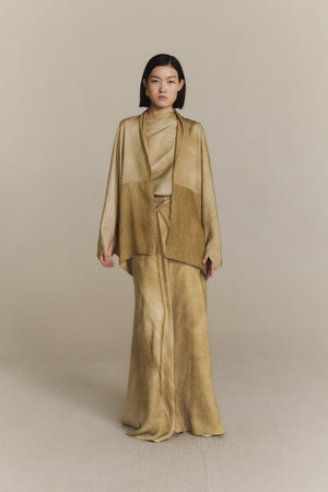Opale, long bronze maltinto dress