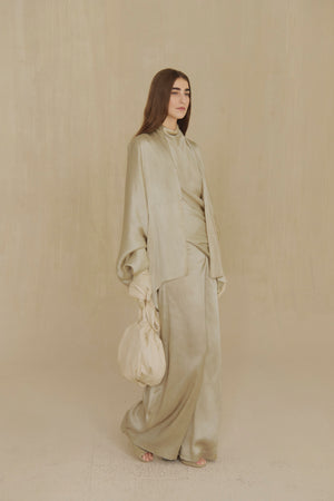 Sack M, sand medium leather bag