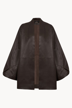 Opalo, chaqueta kimono de piel marron oscuro