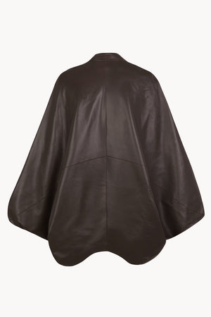 Opalo, chaqueta kimono de piel marron oscuro