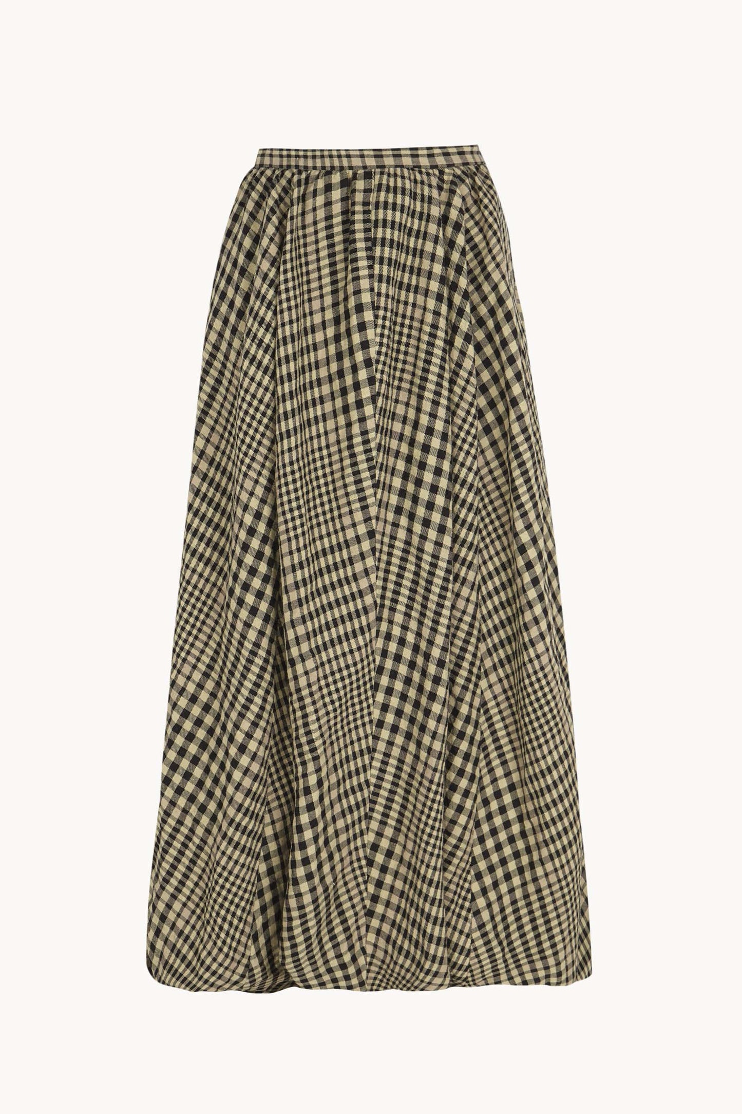 Pausa, virgin wool and linen plaid skirt