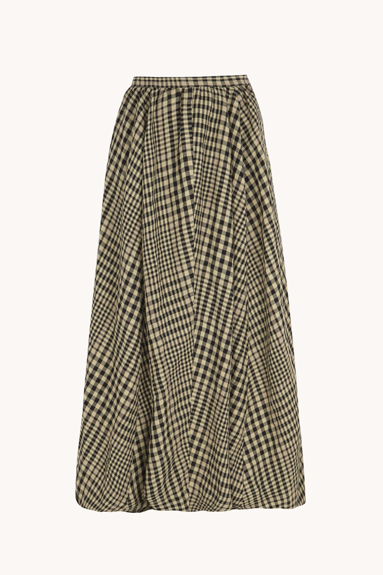 Pausa, virgin wool and linen plaid skirt