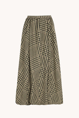 Pausa, virgin wool and linen plaid skirt