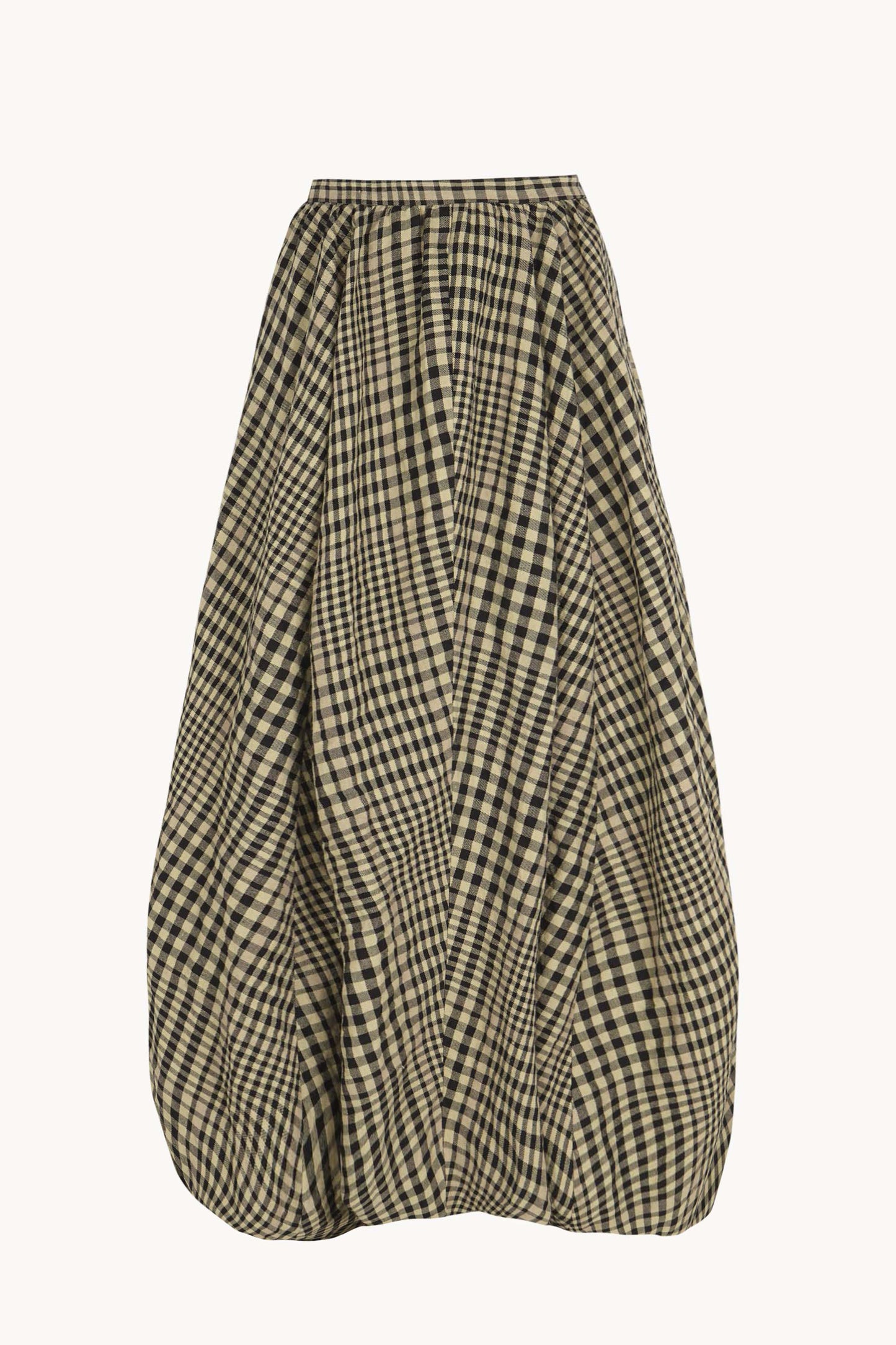 Pausa, virgin wool and linen plaid skirt