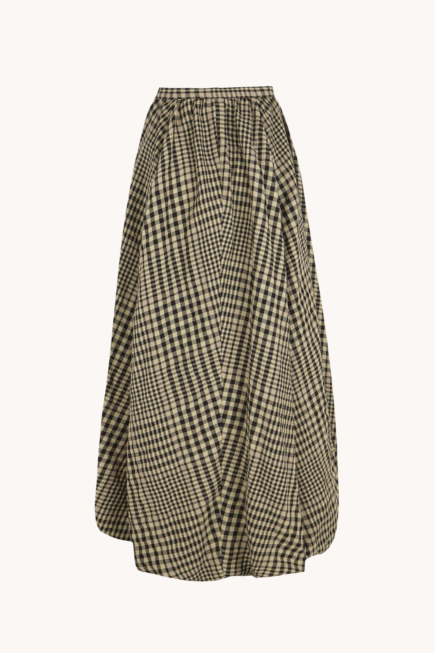 Pausa, virgin wool and linen plaid skirt