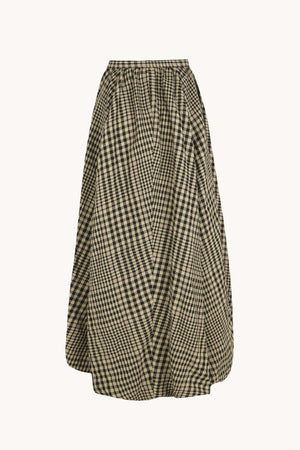 Pausa, virgin wool and linen plaid skirt
