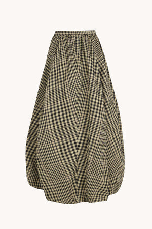 Pausa, virgin wool and linen plaid skirt