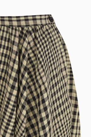 Pausa, virgin wool and linen plaid skirt