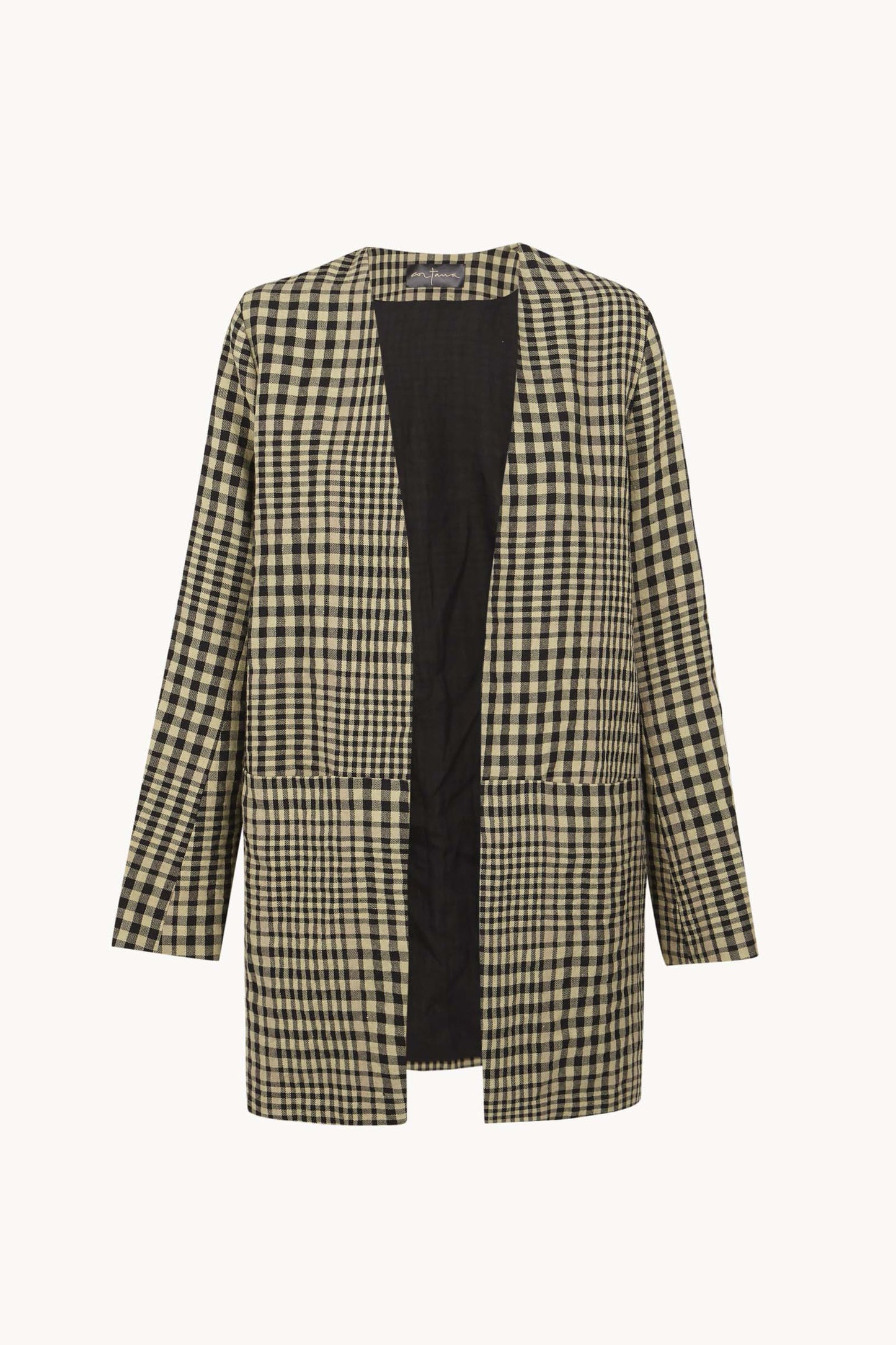 Pausa, virgin wool and linen plaid jacket