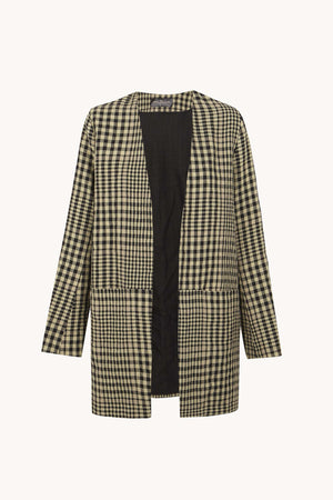 Pausa, virgin wool and linen plaid jacket