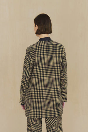 Pausa, virgin wool and linen plaid jacket