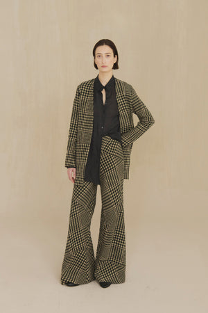 Pausa, virgin wool and linen plaid jacket