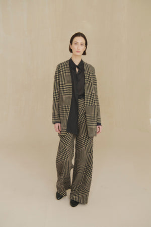 Pausa, virgin wool and linen plaid jacket
