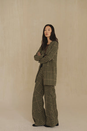 Pausa, pantalon cuadros de lana virgen y lino