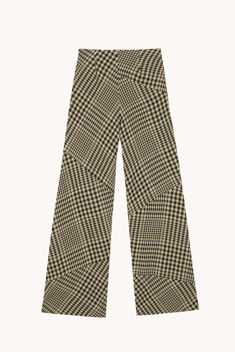 Pausa, pantalon cuadros de lana virgen y lino
