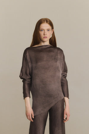 Pola, top de organza malva maltinto