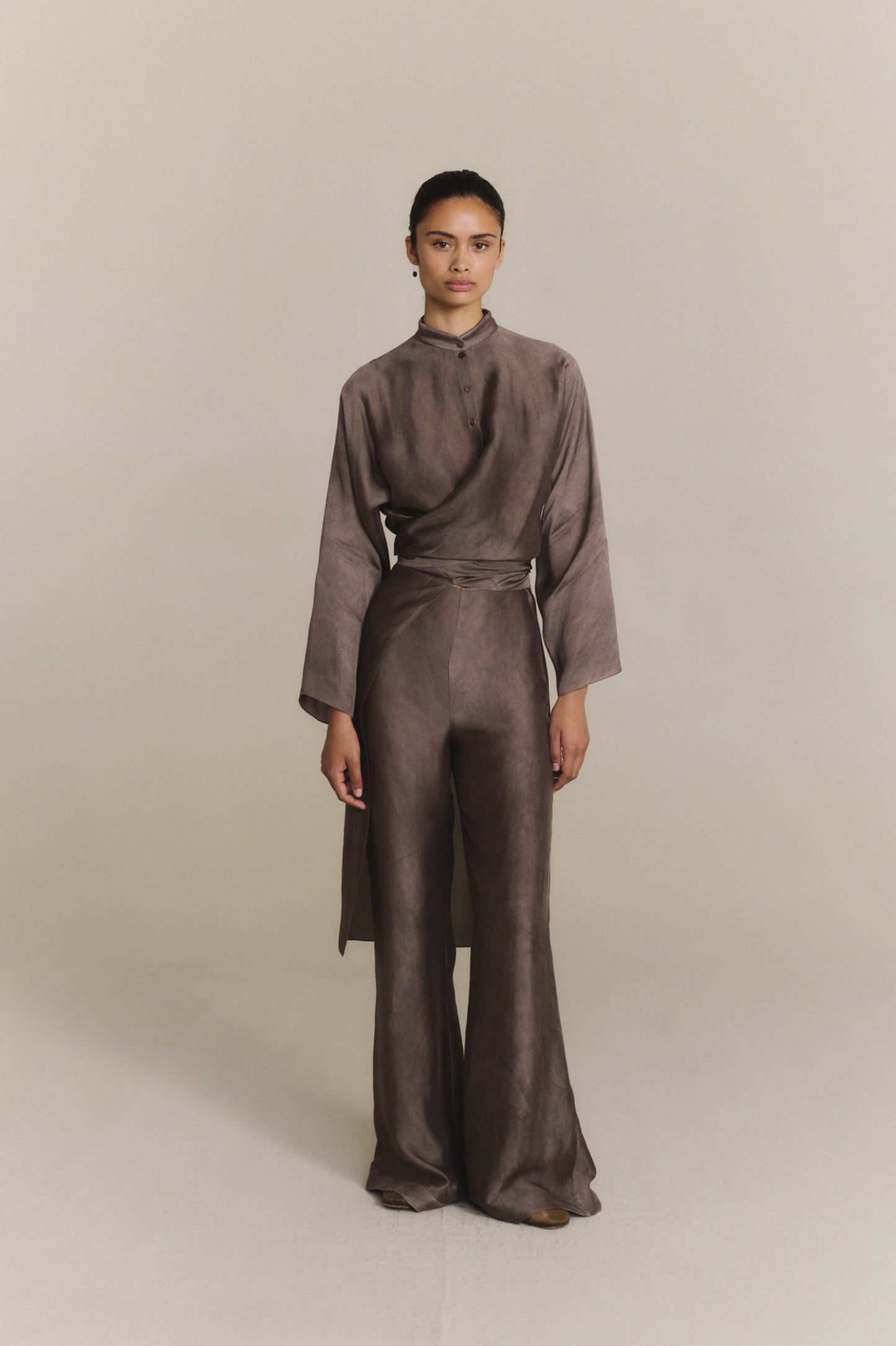 Poline, fade mauve organza trousers