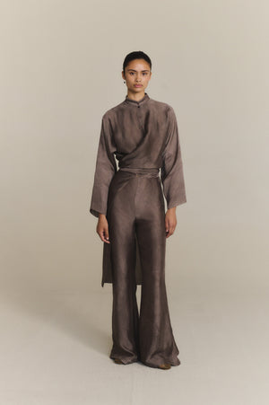 Poline, fade mauve organza trousers