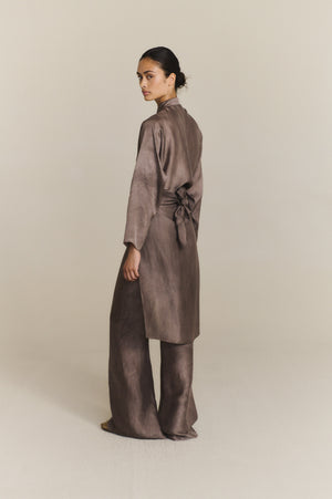 Poline, fade mauve long organza shirt