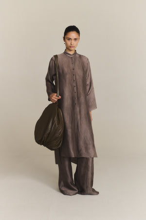 Poline, fade mauve long organza shirt