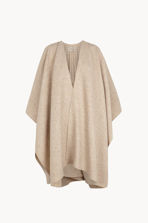 Poncho, beige melange wool coat