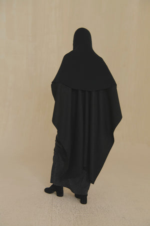 Poncho, black melange wool coat