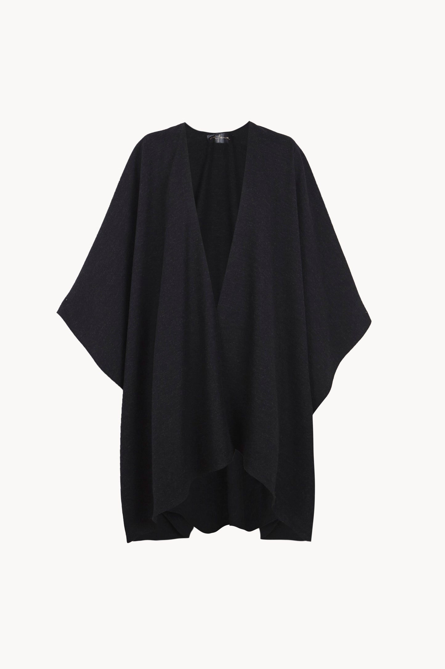 Poncho, black melange wool coat