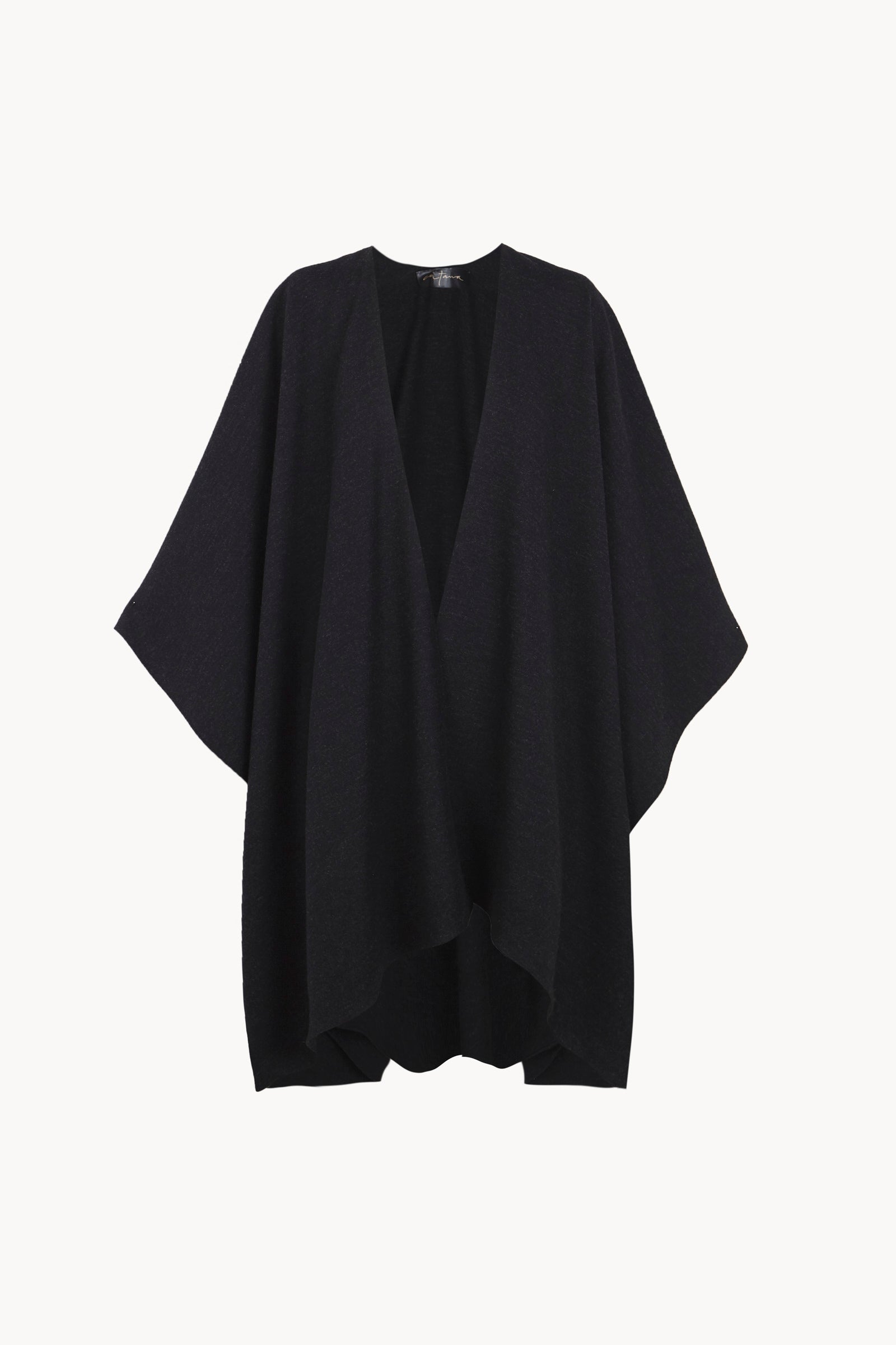 Poncho, black melange wool coat
