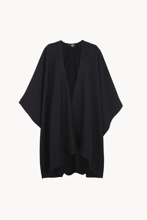 Poncho, black melange wool coat