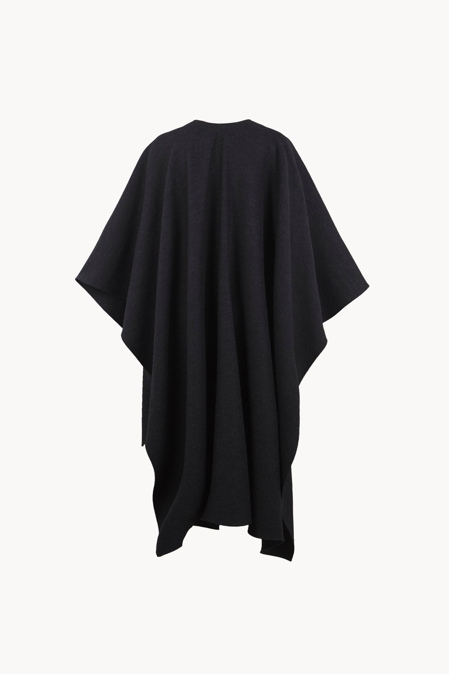 Poncho, black melange wool coat